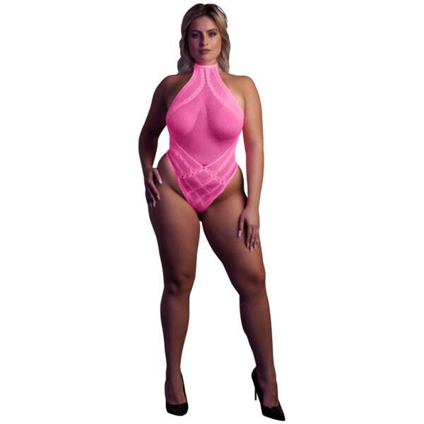 Ouch! Glow in the Dark Neon Pink Body Plus Size - Rosa