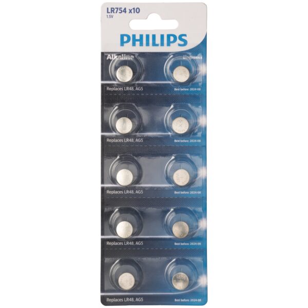 Philips Alkaline LR754 Batterier 10 stk - Sølv