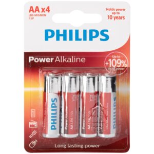 Philips LR06 AA Alkaline Batterier 4 stk - Sølv
