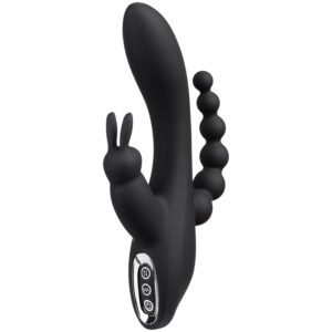 Sinful Triple Fun Opladelig Rabbit Vibrator - Sort