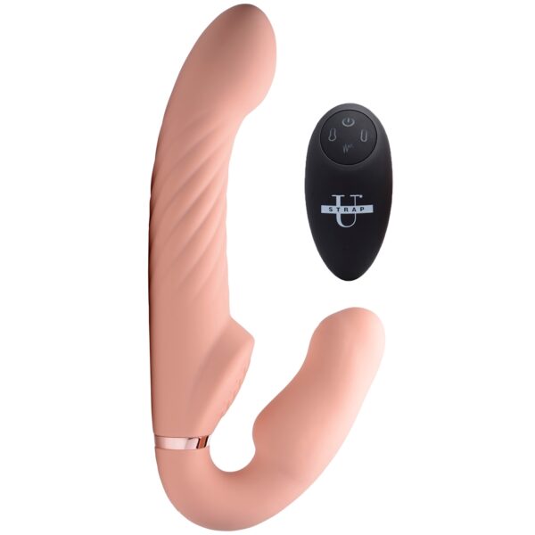 Strap U Ergo-Fit Twist Oppustelig Vibrerende Strap-on - Nude