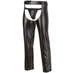 Svenjoyment Imiteret Læder Chaps med String - 2XL