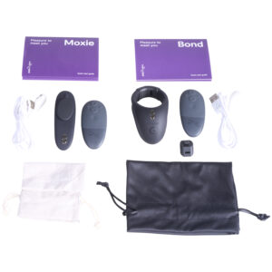 We Vibe We-Vibe Tease Us Sæt med Moxie Trusse Vibrator og Bond Vibrerende Penisring - Sort