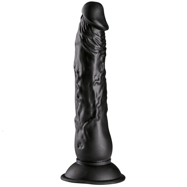 Willie City Sort Realistisk Sugekop Dildo 23 cm - Sort