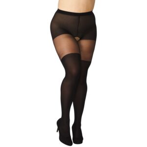 NORTIE Kvan Bundløse Strømpebukser med Sløjfe Detaljer Plus Size - Sort - Plus size