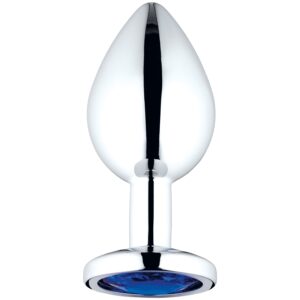 Sinful Blue Jewel Metal Butt Plug Medium - Sølv