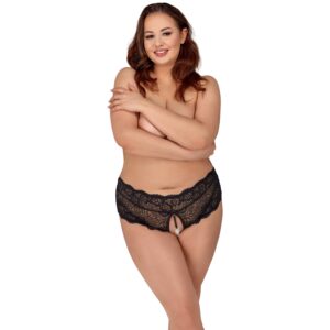 Cottelli Curves Black Lace Panties - Black - 3XL