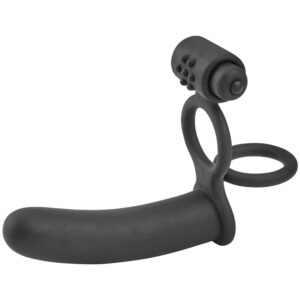 Sinful Double Pleasure Penetrator med Vibrerende Penisring - Black
