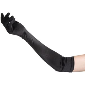 baseks Lange Sorte Satin Handsker - Black - One Size