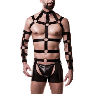 Grey Velvet Men Harness - Black - M/L
