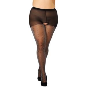 NORTIE Silverdust Bundløse Lurex Strømpebukser med Prikker Plus Size