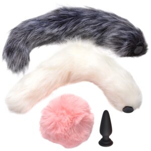 Tailz Butt Plug med 3 Hale Tilbehør - Mixed colours