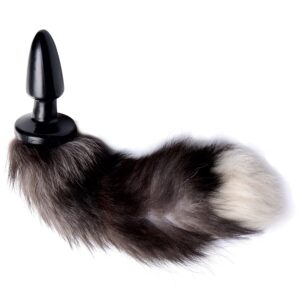 Tailz Grey Fox Tail Anal Plug - Black
