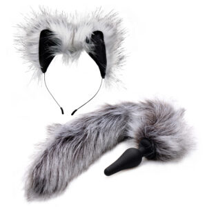 Tailz Grey Wolf Tail Anal Plug og Ører - Grey