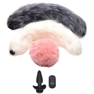 Tailz Snap On! Fjernbetjent Butt Plug med 3 Hale Tilbehør - Mixed colours
