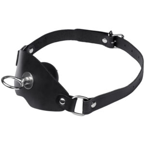 Black Label Super Læder Ball Gag med O-Ring - Sort