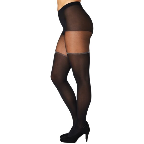NORTIE Silverfall Bundløse Strømpebukser med Lurexbånd - Black - L/XL