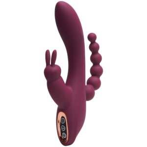 Sinful Triple Fun Bordeaux Opladelig Rabbit Vibrator - Bordeaux